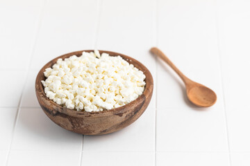 Natural cottage cheese. Natural dairy product.