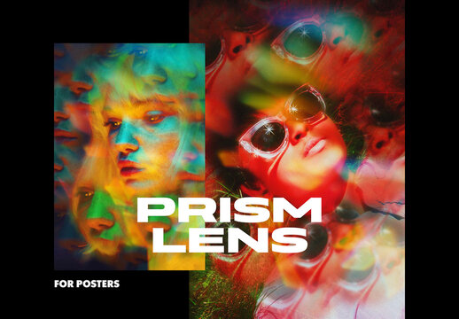 Cinematic Prism Lens Poster Photo Effect Mockup