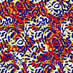 Seamless vector colorful hippy pattern with wave lines