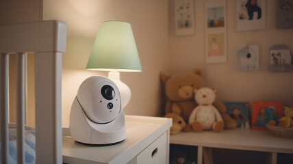 Video camera CCTV for control baby near crib with child room