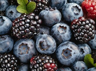 Blueberries and blackberries macro photography wallpaper