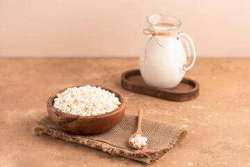 Natural cottage cheese. Natural dairy products.