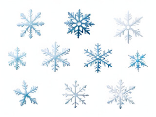Fototapeta na wymiar Set of different snowflakes isolated on white background3