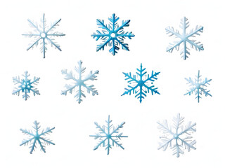 Set of different snowflakes isolated on white background2