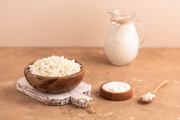 Natural cottage cheese. Natural dairy products.