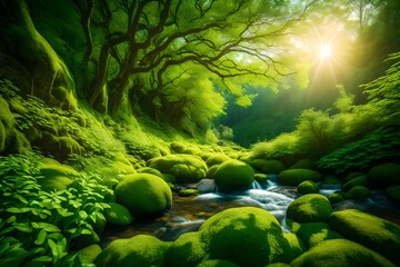 green forest in the morning