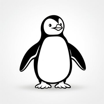 Minimalistic Black Penguin Icon - Simple Outline Clipart for Various Design Projects