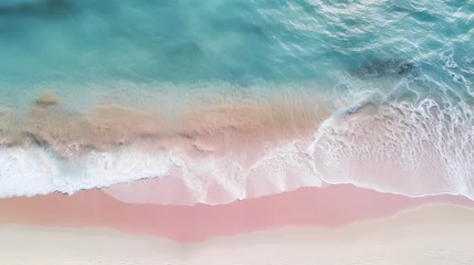 Fotobehang a beach with white and pink sand viewed from the top © Robotoyo