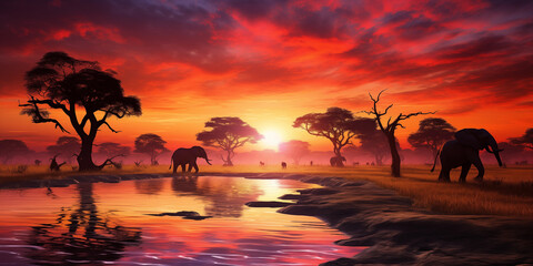Amazing landscape of Sunset in Africa
