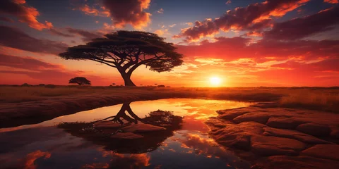 Raamstickers Amazing landscape of Sunset in Africa © AhmadSoleh