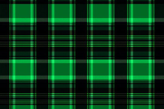 St. Patricks day tartan plaid. Scottish pattern in green and black cage. Scottish cage. Traditional Scottish checkered background. Seamless fabric texture