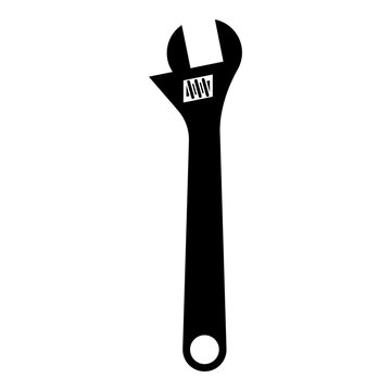 Monkey wrench adjustable spanner divorce key icon black color vector illustration image flat style