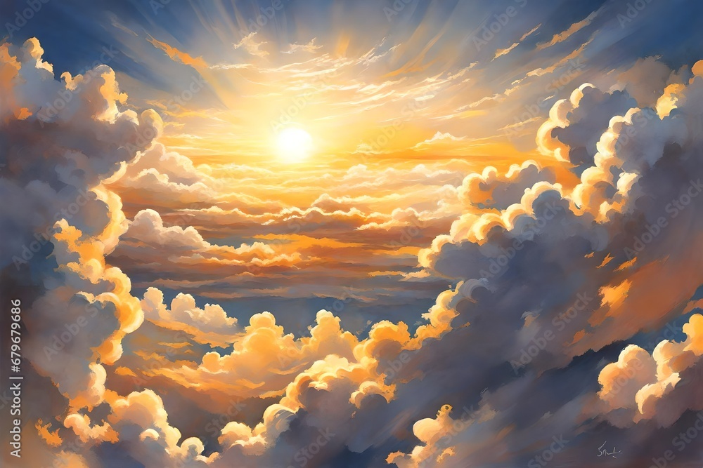 Canvas Prints sky and clouds, sunlight are coming, beautiful view