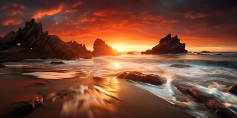 Foto op Canvas Amazing landscape of beach at sunset © AhmadSoleh