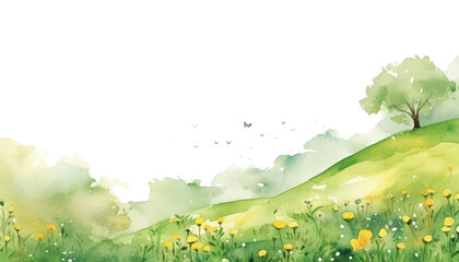 watercolor St.patricks green hills sunny  - obrazy, fototapety, plakaty