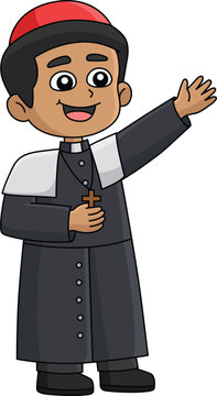 Christian Priest Cartoon Colored Clipart 
