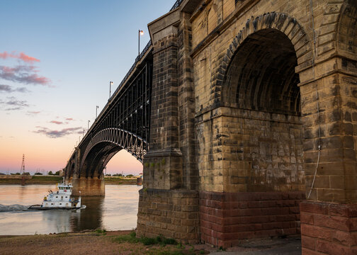 Eads Bridge Crosses Mississippi River From St. Louis to East St. Louis