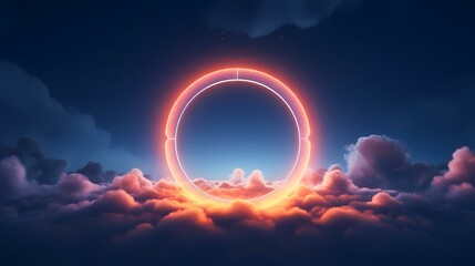 3d render abstract cloud illuminated with neon light