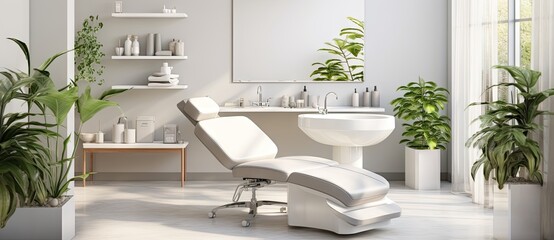 A Modern Bathroom with a Stylish Sink and Comfortable Chair Created With Generative AI Technology