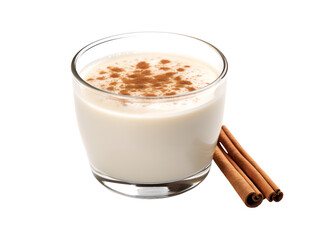 Creamy Eggnog with Cinnamon Stick, isolated on a transparent or white background