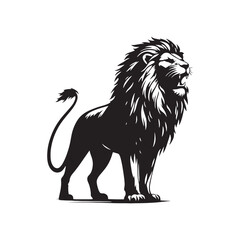 Silhouette of a Lion, Standing Strong and Resilient
