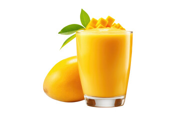 Mango smoothie isolated on transparent background. - obrazy, fototapety, plakaty