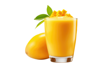 Mango smoothie isolated on transparent background.