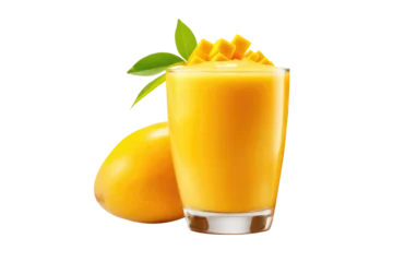 Rolgordijnen Mango smoothie isolated on transparent background. © Areerat