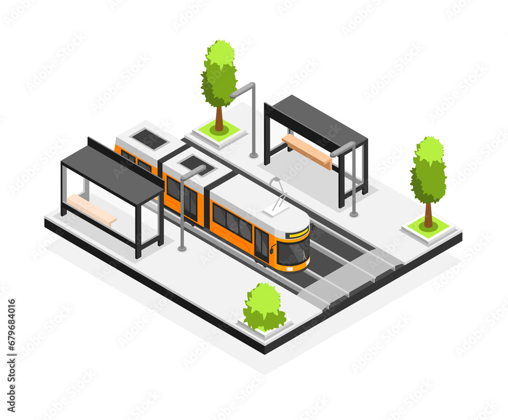 Canvas Prints isometric city transport composition