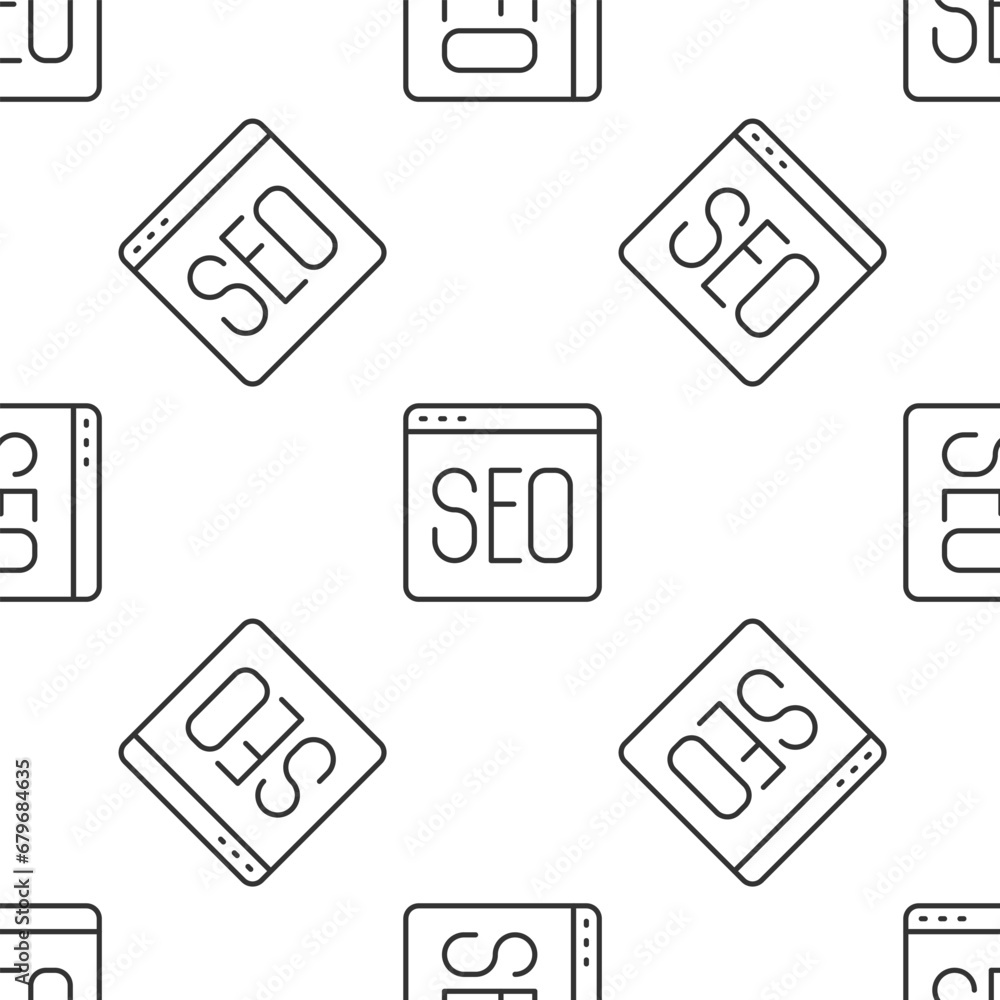 Poster grey line seo optimization icon isolated seamless pattern on white background. vector