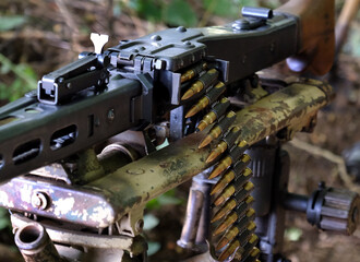 Second world war vintage machine gun ammunition belt.