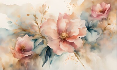 watercolor painting of flowers background banner