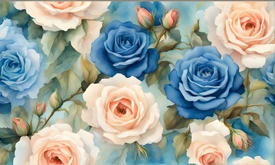 bouquet of blue roses