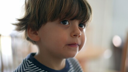 Portrait of handsome male caucasian child. close-up face of little boy