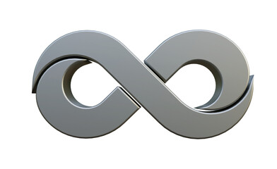 Infinity symbol 3d render isolated, silver infinity icon 3d render isolated, infinity symbol isolated