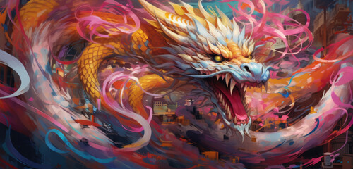 an anime chinese golden dragon