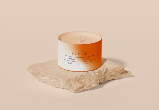Candle on Stone Podium Mockup