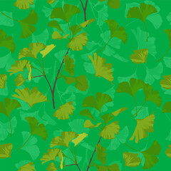 A seamless pattern of Ginkgo leaves. vector illustration.