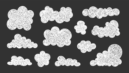 Cumulus Cloud Doodle. Collection image sky symbol. Vector drawing. Set of design elements.