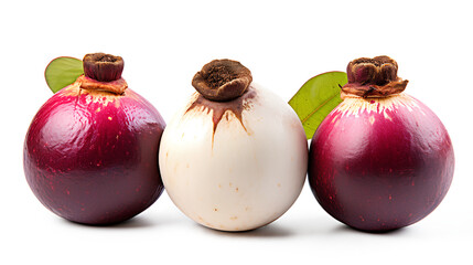 3 types of mangosteen fruit before harvest on a transparent background, Generative AI