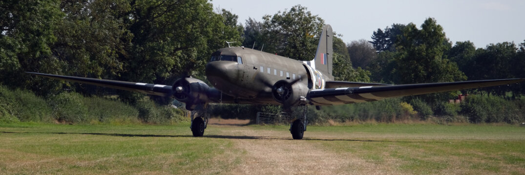 Victory Show, Leicester, UK, September 2023. American C47 Skytrain transport of WW2. Known as the Dakota to the British.