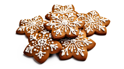Christmas decoration on white, Christmas gingerbread cookies on a transparent background, Generative AI