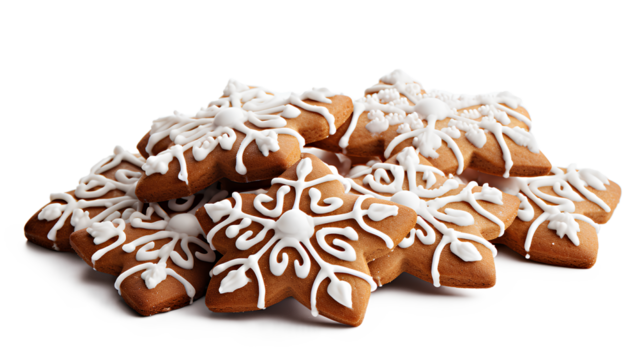 Christmas decoration on white, Christmas gingerbread cookies on a transparent background, Generative AI