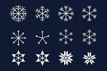 様々な雪の結晶セット_02 - obrazy, fototapety, plakaty