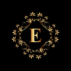 Creative letter logo design with golden color