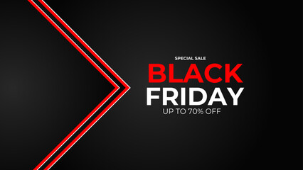 Black Friday typography banner. Black Friday linear typography text illustration isolated on black background. Modern Design template for Black Friday sale. vector illustration