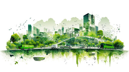 Naklejka premium urban design and sustainable design city planner illustration sustainable city