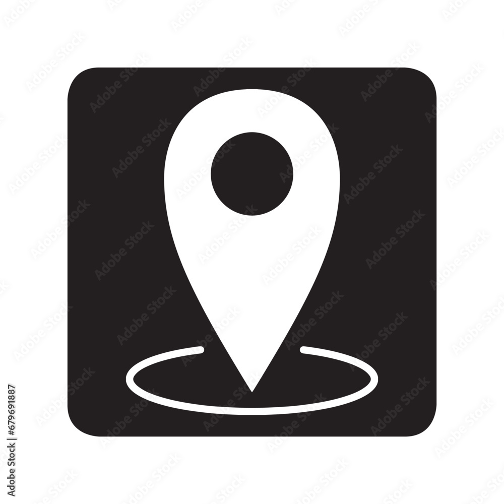 Poster location icon vector. pin icon logo design. pointer symbol in square isolated on white background