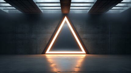 Futuristic sci fi triangle white neon tube light