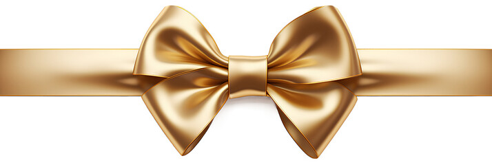 Gold ribbon bow, Gold bow isolated on a transparent background or white background, Generative AI - obrazy, fototapety, plakaty